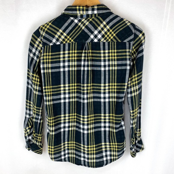Rails Plaid Button Down Shirt Navy Double Gauze 100% Cotton Long Sleeve XS - Picture 2 of 8